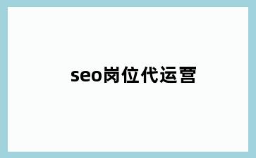 seo岗位代运营