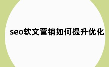 seo软文营销如何提升优化