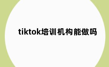 tiktok培训机构能做吗