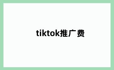 tiktok推广费