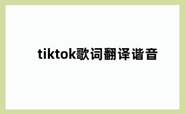 tiktok歌词翻译谐音