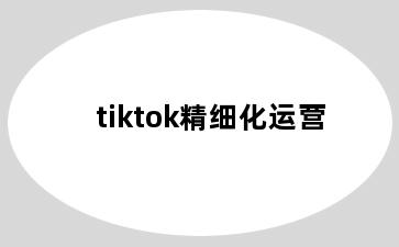 tiktok精细化运营