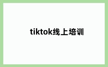 tiktok线上培训