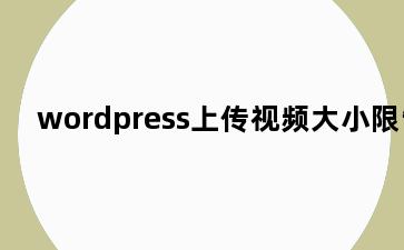 wordpress上传视频大小限制