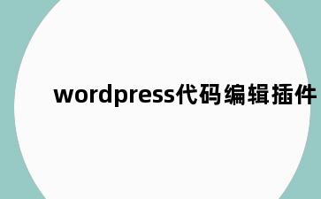 wordpress代码编辑插件