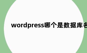 wordpress哪个是数据库名