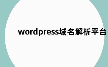 wordpress域名解析平台