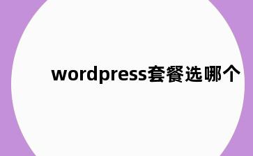 wordpress套餐选哪个