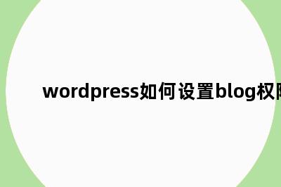 wordpress如何设置blog权限