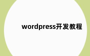 wordpress开发教程