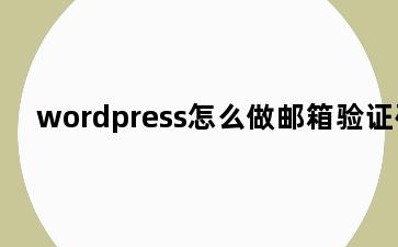 wordpress怎么做邮箱验证码