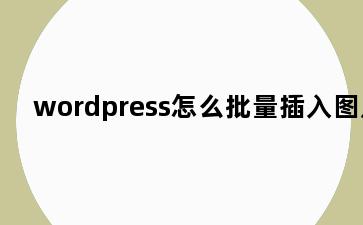 wordpress怎么批量插入图片