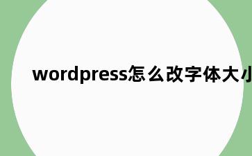 wordpress怎么改字体大小