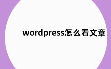 wordpress怎么看文章