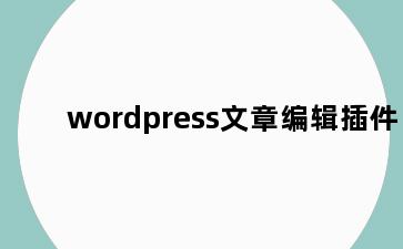 wordpress文章编辑插件