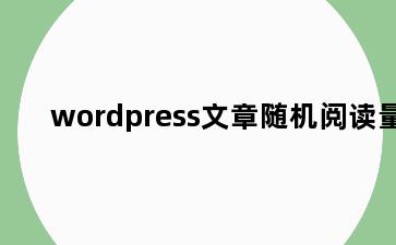 wordpress文章随机阅读量