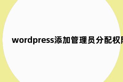 wordpress添加管理员分配权限