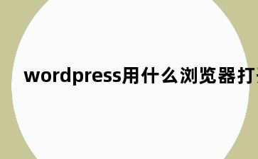 wordpress用什么浏览器打开