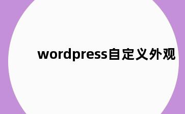 wordpress自定义外观