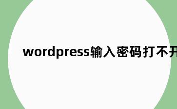 wordpress输入密码打不开