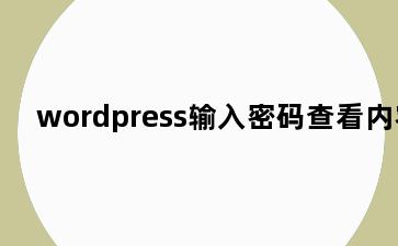 wordpress输入密码查看内容