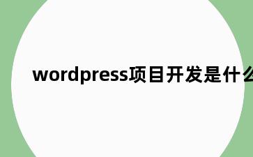 wordpress项目开发是什么