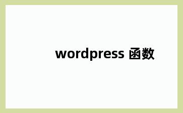 wordpress 函数