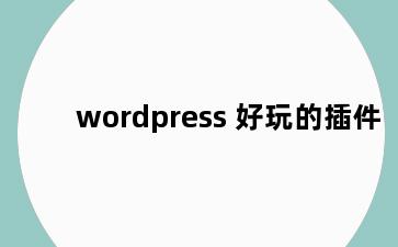 wordpress 好玩的插件