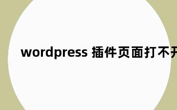 wordpress 插件页面打不开