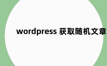 wordpress 获取随机文章