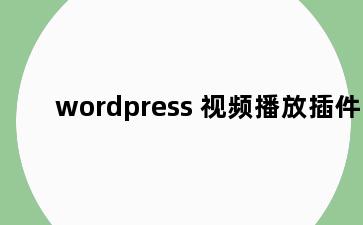 wordpress 视频播放插件