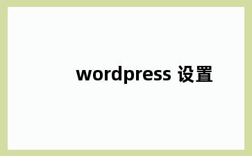 wordpress 设置