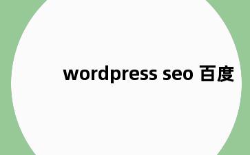 wordpress seo 百度