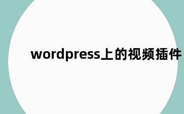 wordpress上的视频插件