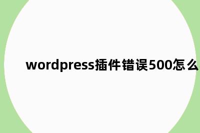 wordpress插件错误500怎么办