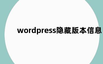 wordpress隐藏版本信息