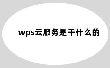 wps云服务是干什么的