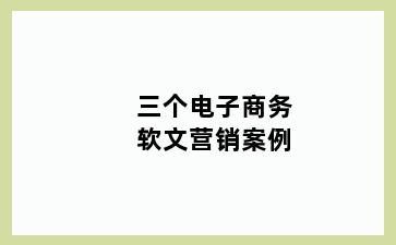 三个电子商务软文营销案例