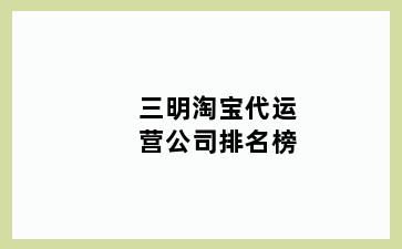 三明淘宝代运营公司排名榜