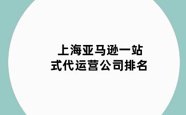 上海亚马逊一站式代运营公司排名