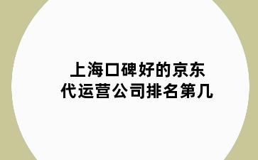 上海口碑好的京东代运营公司排名第几