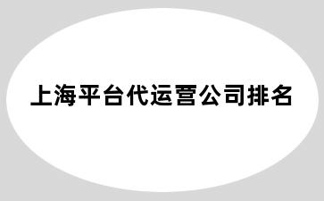 上海平台代运营公司排名