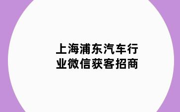 上海浦东汽车行业微信获客招商