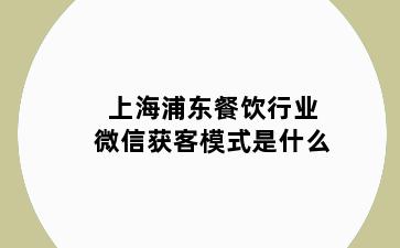 上海浦东餐饮行业微信获客模式是什么