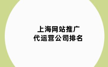 上海网站推广代运营公司排名