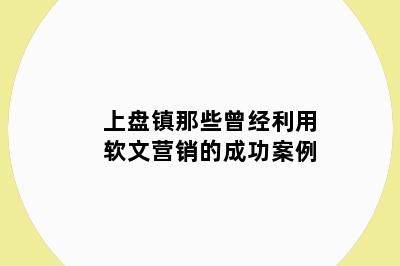 上盘镇那些曾经利用软文营销的成功案例