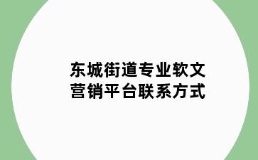 东城街道专业软文营销平台联系方式