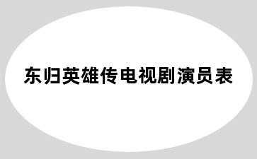 东归英雄传电视剧演员表