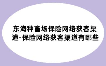 东海种畜场保险网络获客渠道-保险网络获客渠道有哪些