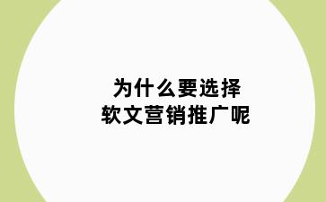 为什么要选择软文营销推广呢